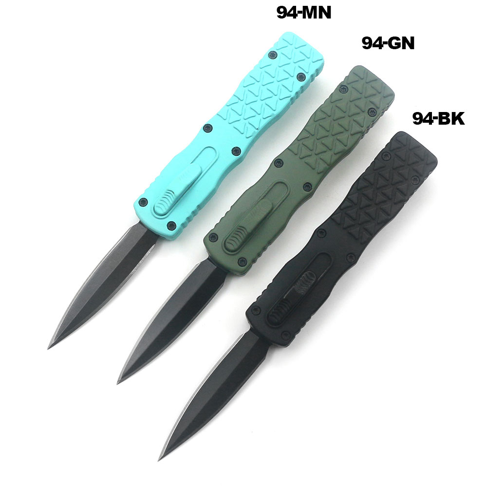 Teal Micro OTF Stiletto Blade Knife Black Blade Out The Front