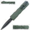 Green Micro OTF Stiletto Blade Knife Black Black Out The Front