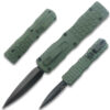Green Micro OTF Stiletto Blade Knife Black Black Out The Front