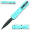 Teal Micro OTF Stiletto Blade Knife Black Blade Out The Front
