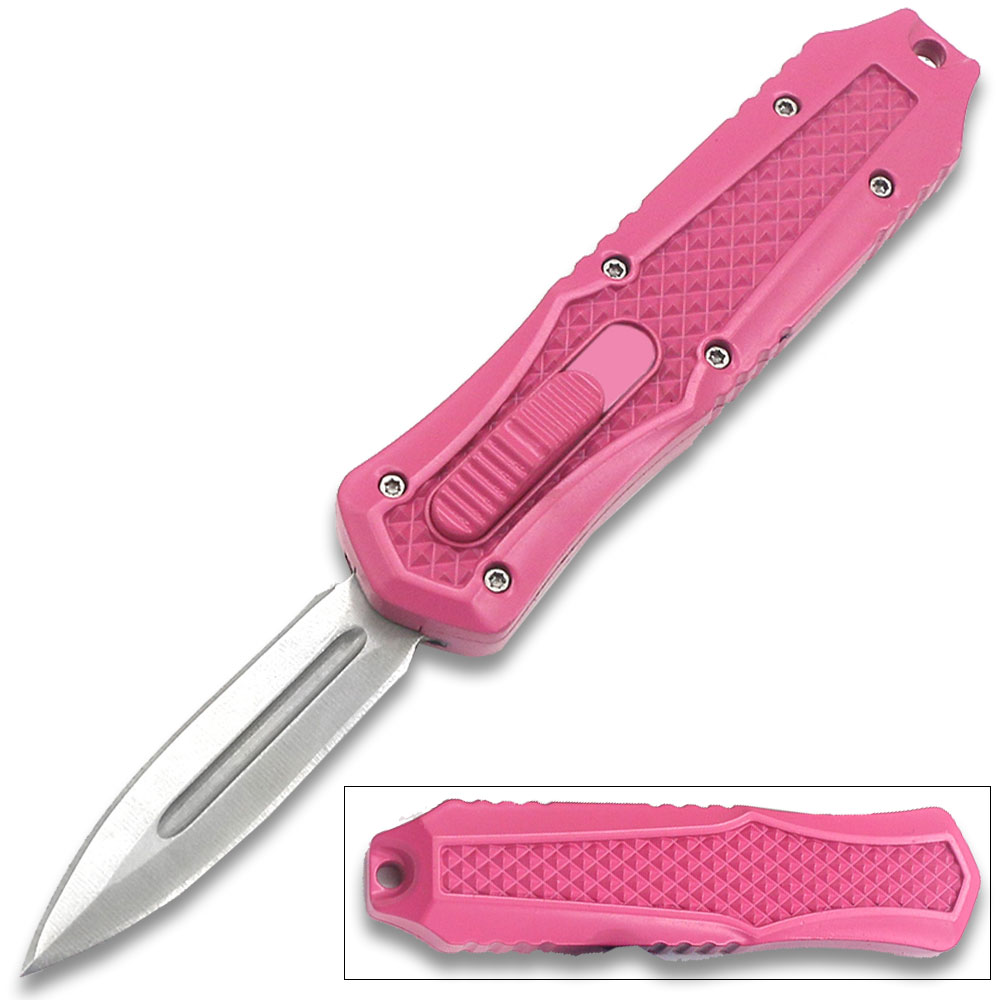 Legends Micro Pink OTF Double Edge Blade Knife Out The Front