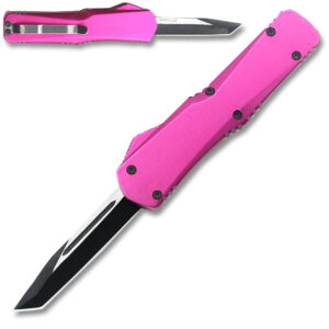 Electrifying California Legal OTF Dual Action Knife (Pink) Tanto Blade