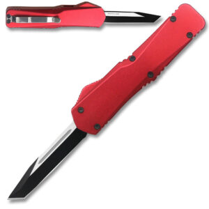 Electrifying California Legal OTF Dual Action Knife (RED) Tanto Blade