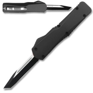 Electrifying California Legal OTF Dual Action Knife (BLACK) Tanto Blade