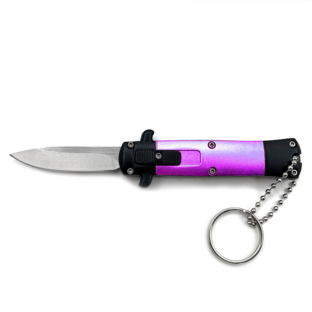 Mini Purple Key Chain OTF Knife Drop Point
