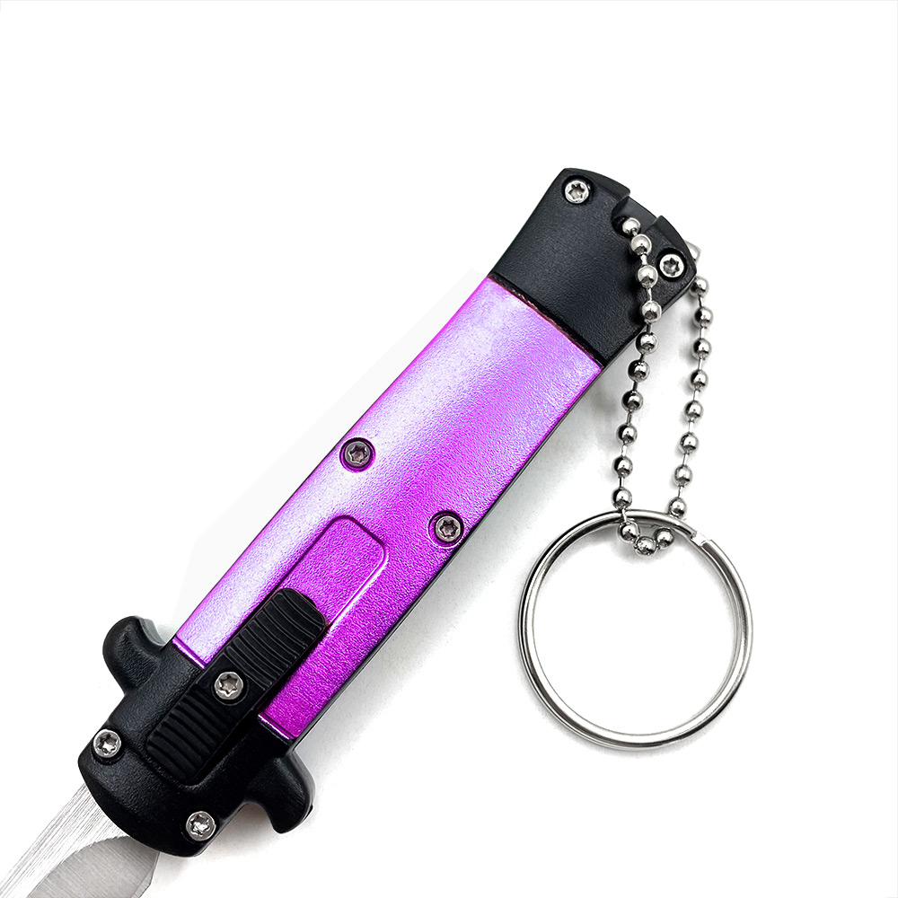 Mini Purple Key Chain OTF Knife Drop Point