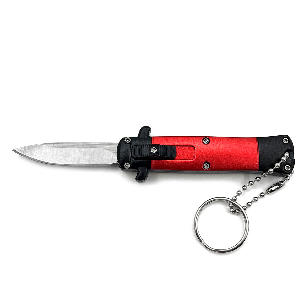 Mini Red Key Chain OTF Knife Drop Point
