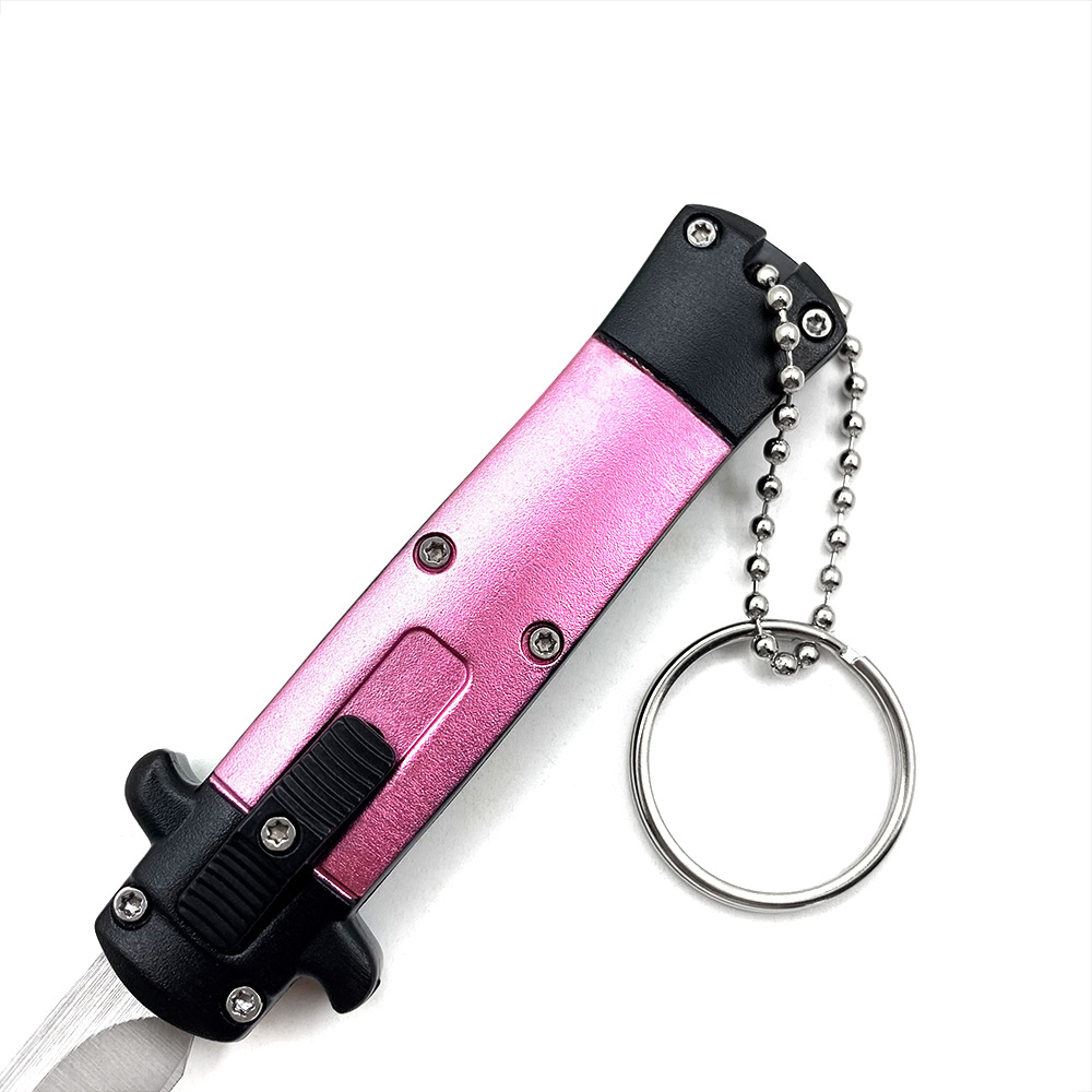 Mini Pink Key Chain OTF Knife Drop Point