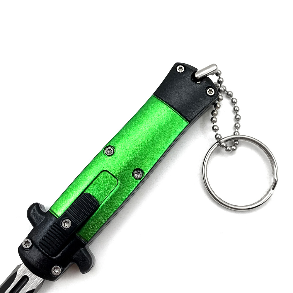 Mini Green Key Chain OTF Knife Double Edge Blade