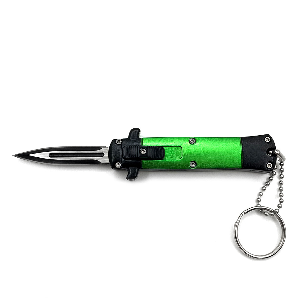 Mini Green Key Chain OTF Knife Double Edge Blade