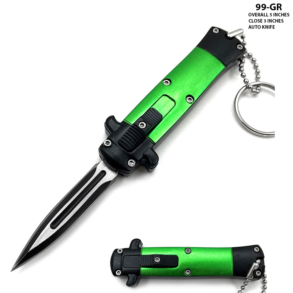 Mini Green Key Chain OTF Knife Double Edge Blade