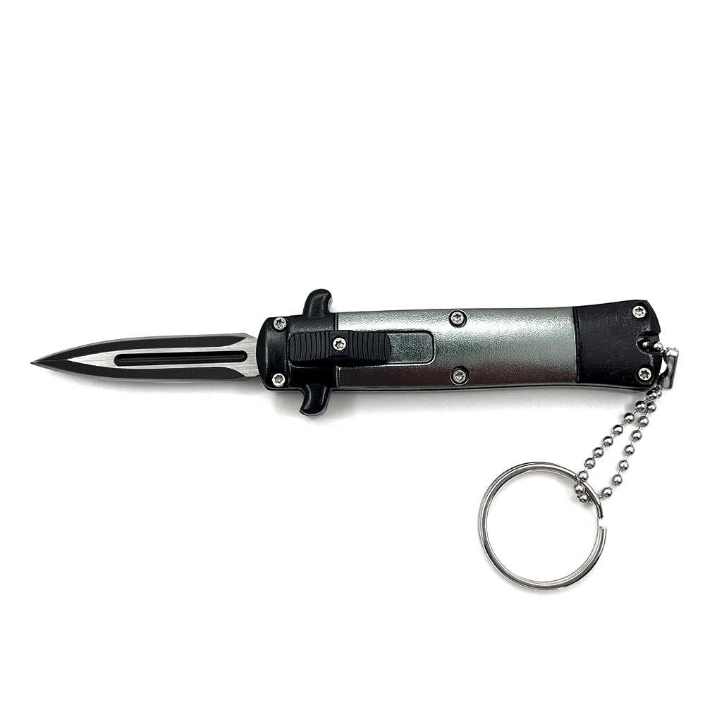 Mini Metallic Gren Key Chain OTF Knife Double Edge Blade