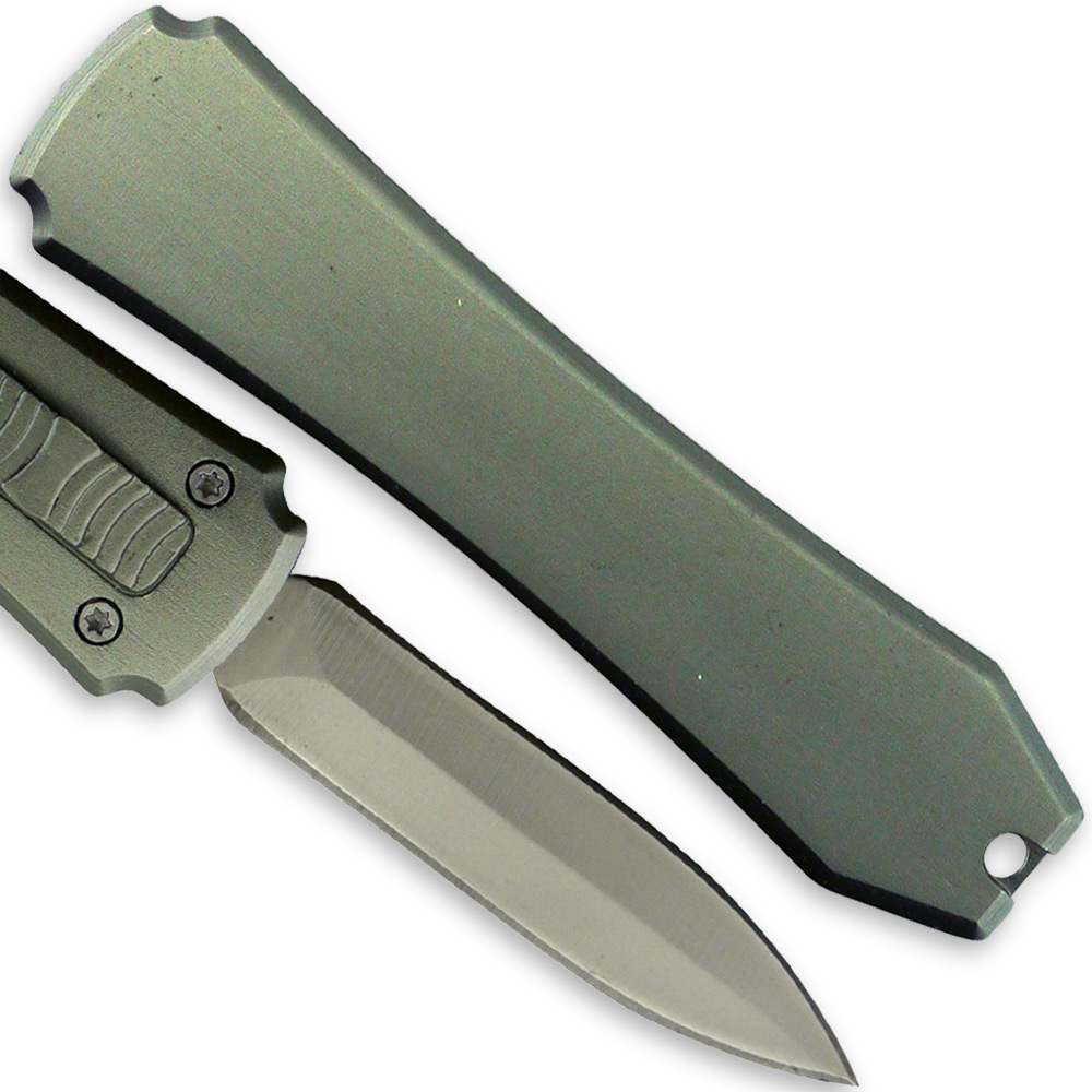 Legends Micro OTF Stiletto Blade Knife SILVER Out The Front