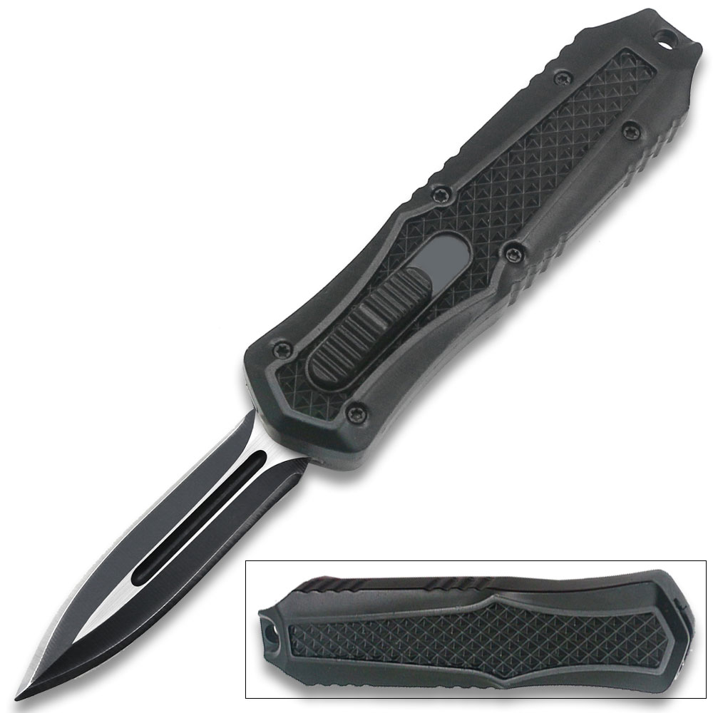Legends Micro Black OTF Double Edge Blade Knife Out The Front