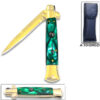Gold  AKC Edition Blade Automatic Stiletto Knife Green Pearl Handle
