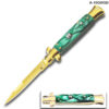 Gold  AKC Edition Blade Automatic Stiletto Knife Green Pearl Handle