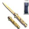 AKC Edition Blade Automatic Stiletto Knife Gold Pearl Handle