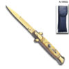 AKC Edition Blade Automatic Stiletto Knife Gold Pearl Handle