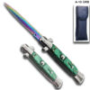 AKC Edition Blade Automatic Stiletto Knife Green Pearl Handle