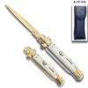 AKC Edition Blade Automatic Stiletto Knife Ivory and Gold Handle