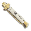AKC Edition Blade Automatic Stiletto Knife Ivory and Gold Handle