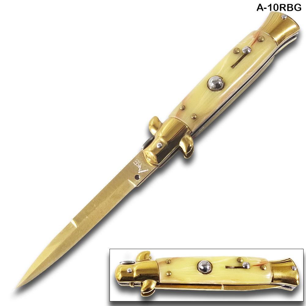 AKC Edition Blade Automatic Stiletto Knife Bone Handle