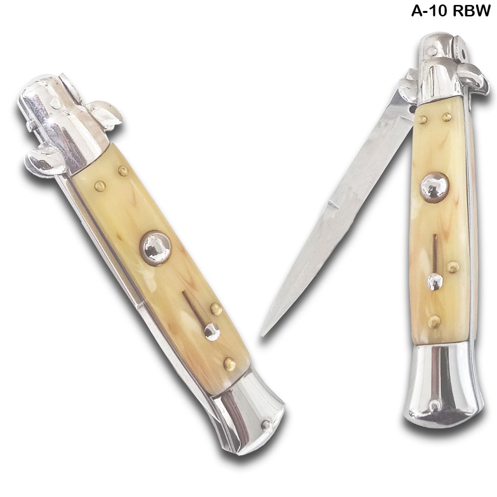 AKC Edition Silver Blade Automatic Stiletto Knife Bone Handle