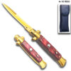 AKC Edition Blade Automatic Stiletto Knife  and Red Pearl Handle