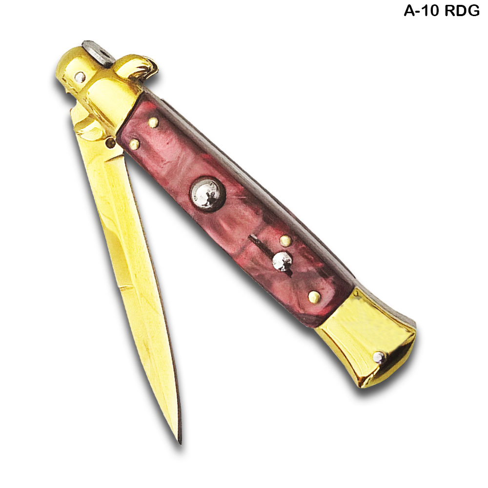 AKC Edition Blade Automatic Stiletto Knife  and Red Pearl Handle