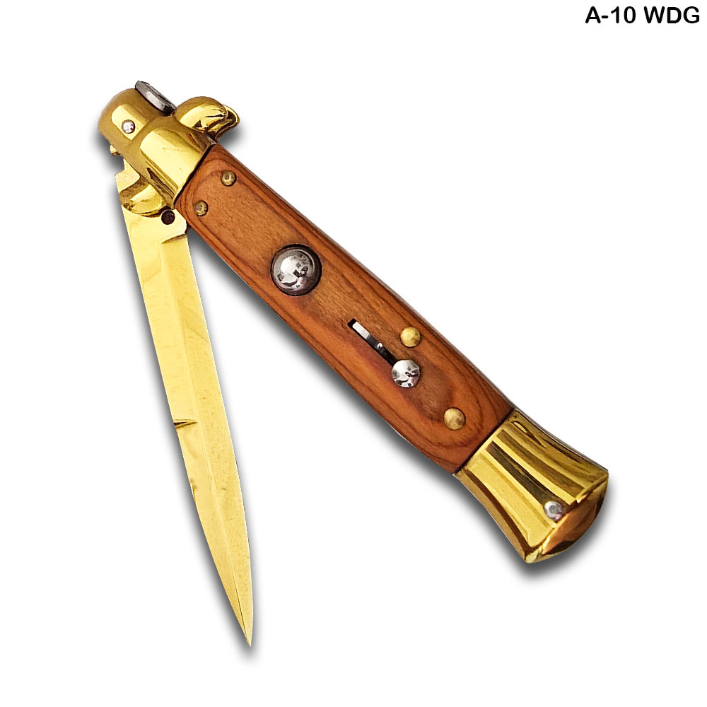 AKC Edition Blade Automatic Stiletto Knife Wood Handle