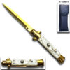 AKC Edition Blade Automatic Stiletto Knife White Pearl Handle