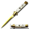 AKC Edition Blade Automatic Stiletto Knife White Pearl Handle