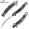 Imitation Bone Italian 9.75"  Stiletto Switch Curved Blade Pocket Knife