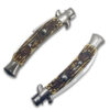 Imitation Bone Italian 9.75"  Stiletto Switch Curved Blade Pocket Knife