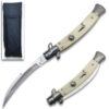 Ivory Italian 9.75"  Stiletto Switch Curved Blade Pocket Knife