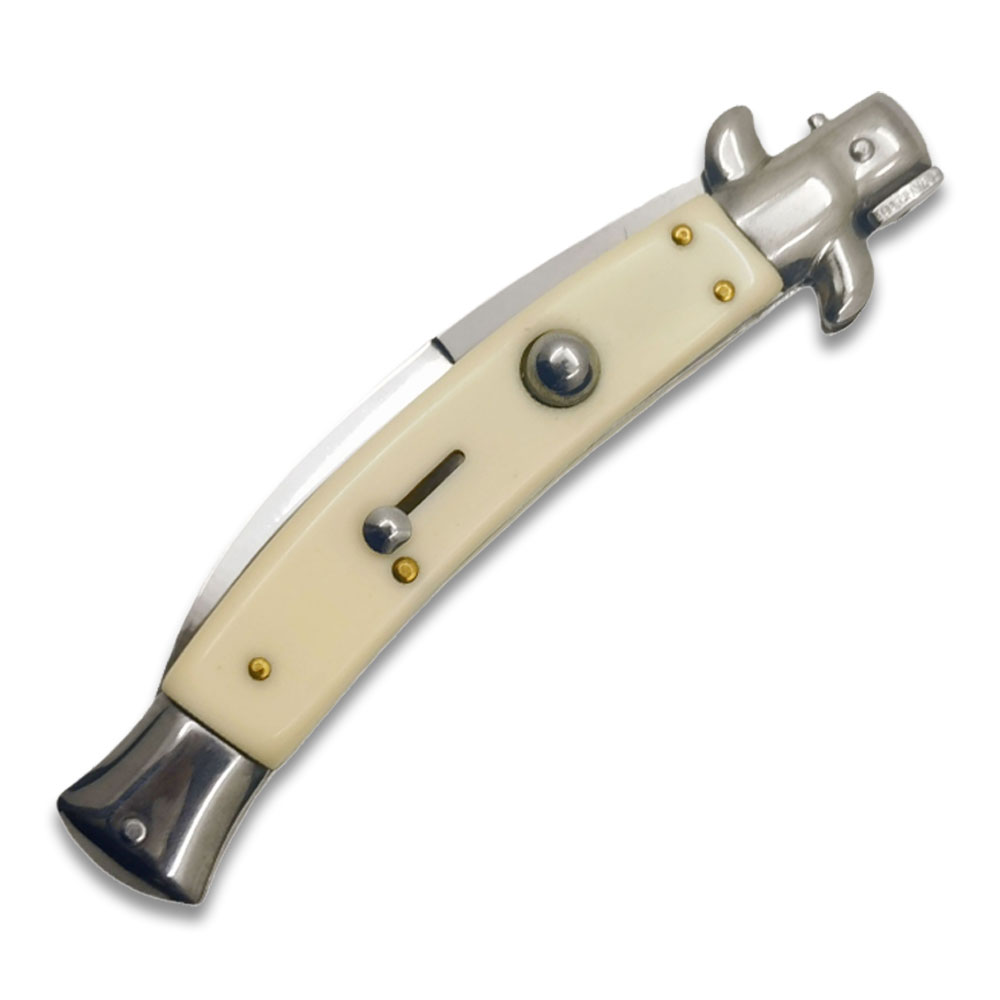 Ivory Italian 9.75"  Stiletto Switch Curved Blade Pocket Knife