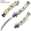 Ivory Italian 9.75"  Stiletto Switch Curved Blade Pocket Knife