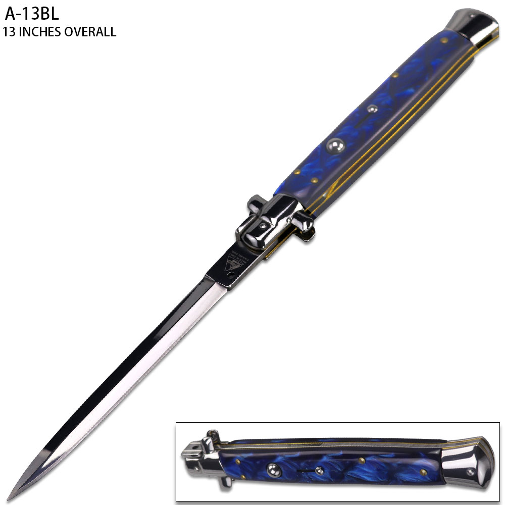 Big Boy Blue Italian Switchblade Automatic Knife, 13 inches
