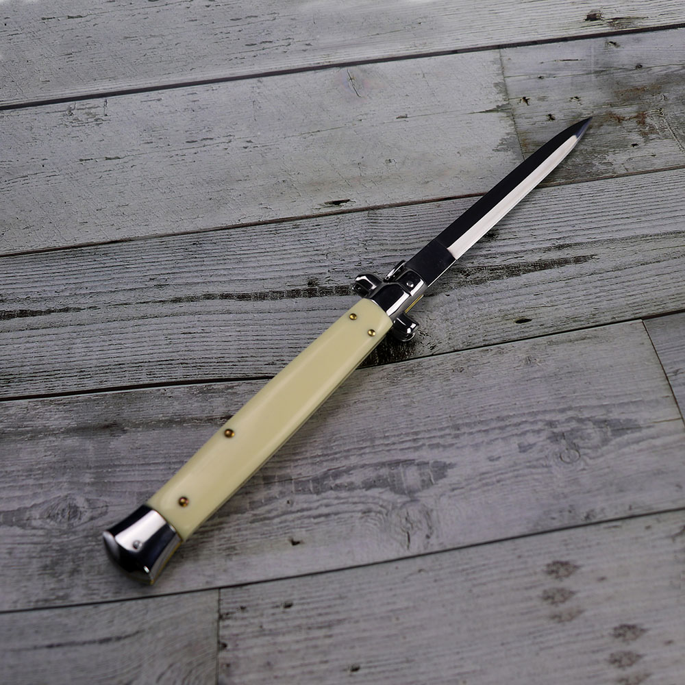 Big Boy White Italian Switchblade Automatic Knife, 13 inches