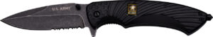 Officially Licensed US Army Spring Assisted Tactical Survival Knife BLACK Serrated