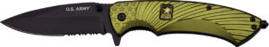 Officially Licensed US Army Spring Assisted Tactical Survival Knife GREEN Serrated