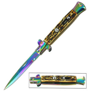Mafia Italian Milano Stiletto Titanium Stag Automatic Knife