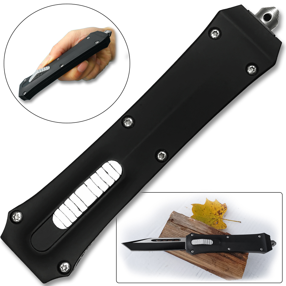 Tanto Double Action Out The Front Auto Knives Black