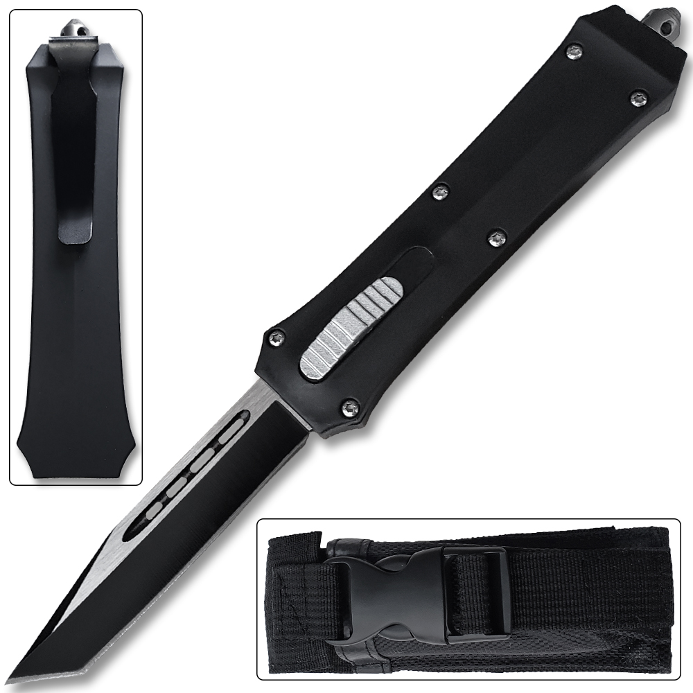 Tanto Double Action Out The Front Auto Knives Black
