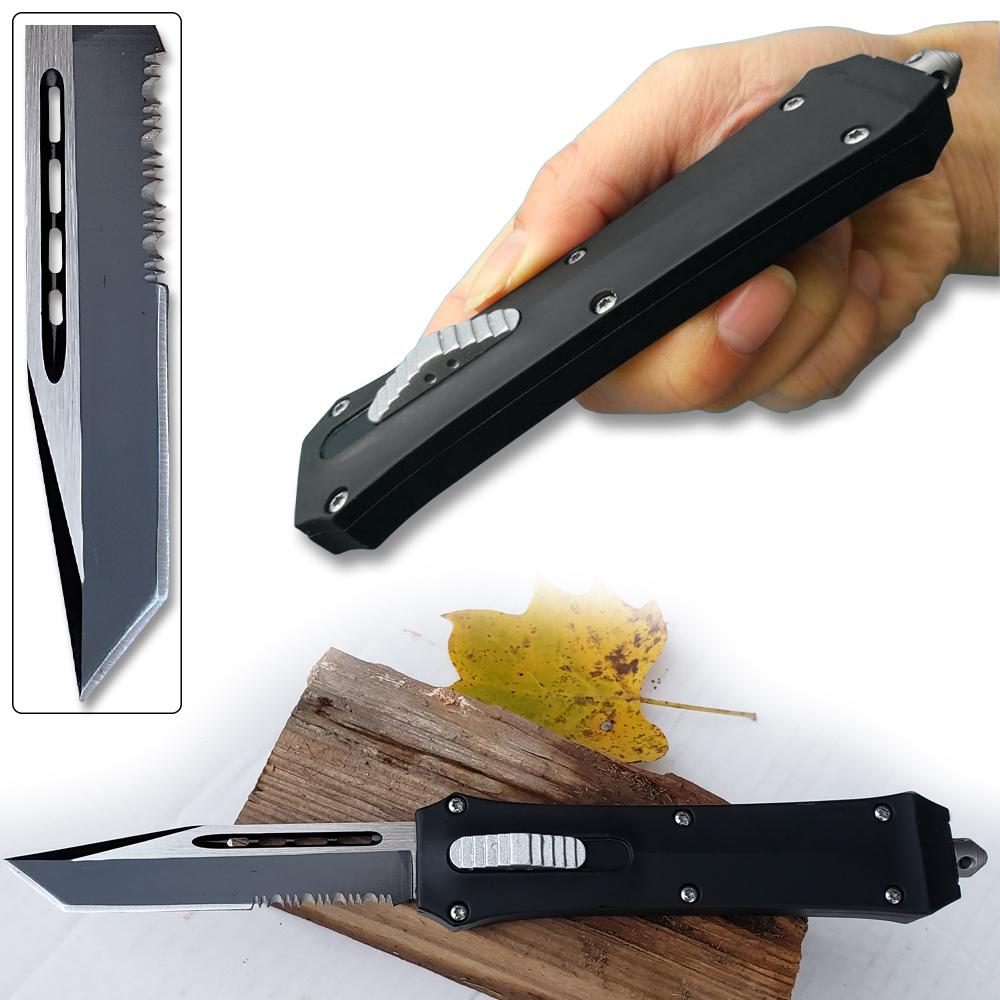 Tactical Serrated Tanto Double Action Out The Front Auto Knives