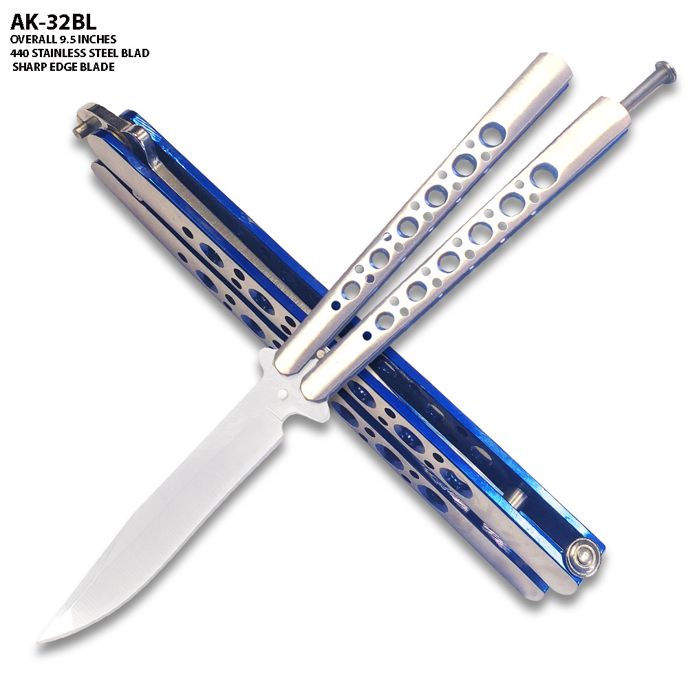 Drop point Sharp Edge Butterfly Blue and Silver Blade Ltd. Edition