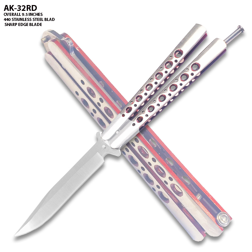 Drop point Sharp Edge Butterfly Red and Silver Blade Ltd. Edition