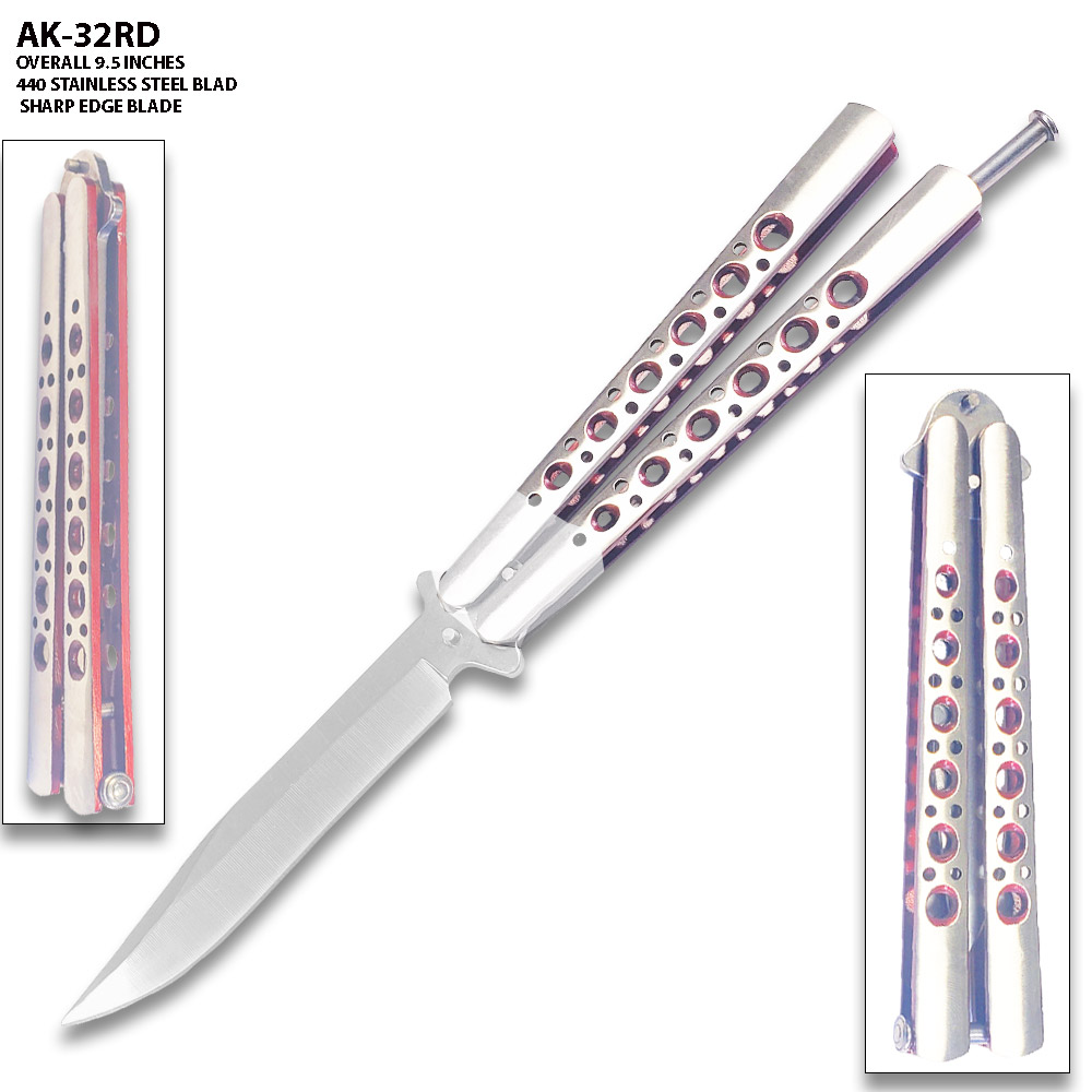 Drop point Sharp Edge Butterfly Red and Silver Blade Ltd. Edition