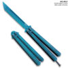 Tanto Swift Blue Balisong Green Coated Butterly Knife