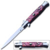 Red  White Pearl  Classic Stiletto Knife Red Pearl Handle